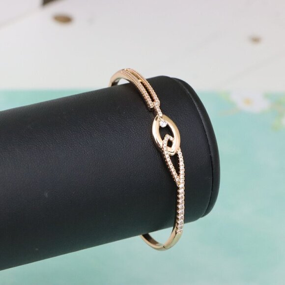 Elegant Rose Gold Bangle with Dainty Diamond Accents, XPBL0563 - Picture 7 of 12